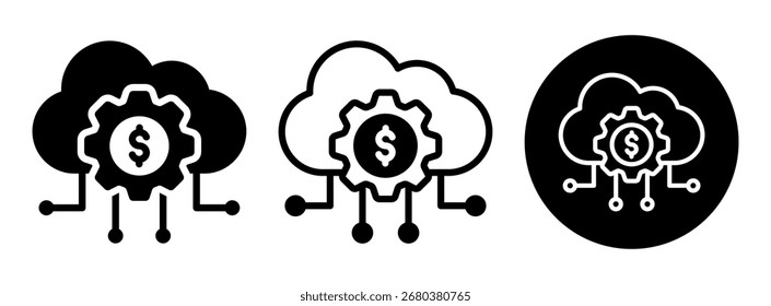 Glifo de Colección de iconos de tecnología financiera y Ilustración vectorial mixta