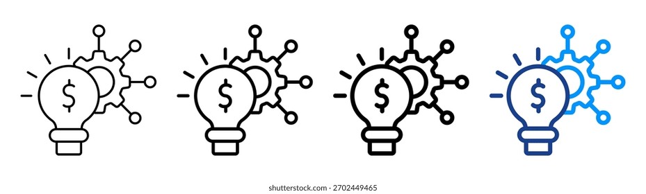 Fintech Symbol Sammlungssatz mit unterschiedlichen Umrissen
