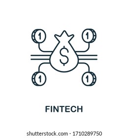 Fintech-Symbol. Zeilenelement Fintech Symbol für Vorlagen, Webdesign und Infografiken