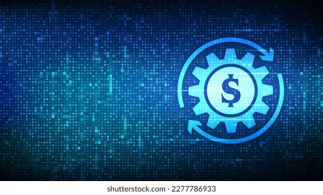 Fintech icon made with currency symbols. Financial technology, online banking and crowdfunding. Business investment payment technology concept. Background with currency signs. Vector illustration.