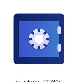 Fintech Icon Safe Deposit Box in Flat Style with Gradient Blue and Gold Color for Financial Site or Apps