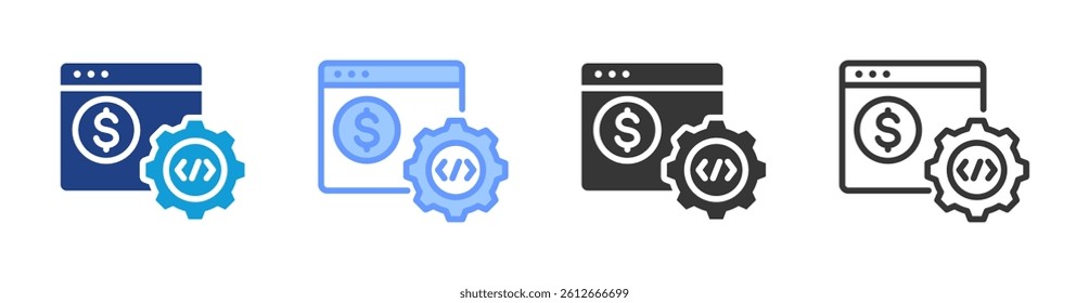 Fintech icon set multiple style collection