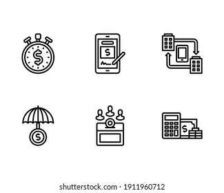 Fintech Icon Set with Time is Money, Saving and Calculator Icon