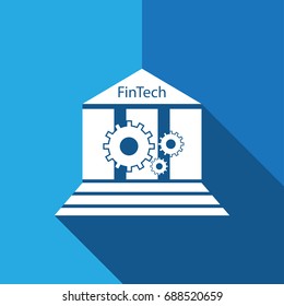 Fintech - icon sign symbol flat design with long shadow
