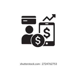 Ilustración de diseño de Vector de icono de silueta de icono de Fintech