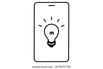 Fintech icon of smartphone with light bulb, innovation and digital finance technology vector illustration