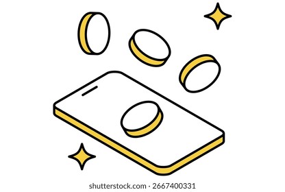 Icono de Fintech del smartphone que recibe el pago del dividendo como ingresos pasivos de la inversión, Ilustración vectorial