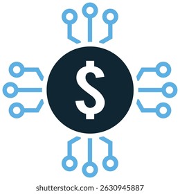 Fintech icon vector for digital finance, financial apps, and smart economic tools. Ideal for mobile banking, investment platform, and payment software visuals in tech projects.