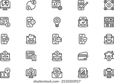 Fintech icons collection is a vector illustration with editable stroke.