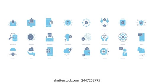 Fintech icons set. Set of editable stroke icons.Vector set of Fintech