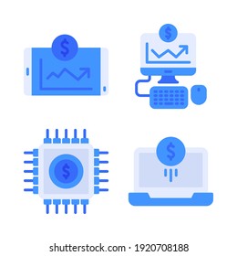 íconos fintech set = intercambiar smartphone, monitor, cpu, laptop. Perfecto para aplicaciones móviles de sitios web, iconos de aplicaciones, presentación, ilustración y cualquier otro proyecto.