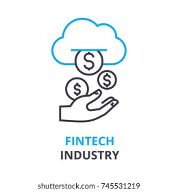 fintech industry concept , outline icon, linear sign, thin line pictogram, logo, flat illustration, vector