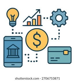 fintech industry creative flat color vector illustration template design