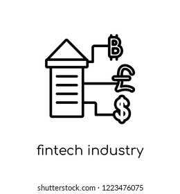 fintech industry icon. Trendy modern flat linear vector fintech industry icon on white background from thin line Cryptocurrency economy and finance collection, outline vector illustration