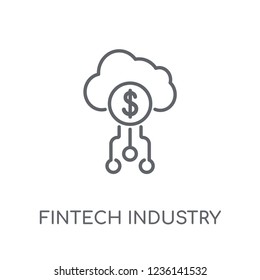 fintech industry linear icon. Modern outline fintech industry logo concept on white background from Cryptocurrency economy and finance collection.