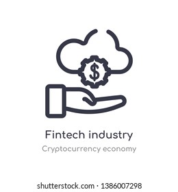 fintech industry outline icon. isolated line vector illustration from cryptocurrency economy collection. editable thin stroke fintech industry icon on white background