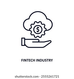 fintech industry outline icon.  Thin line icon from cryptocurrency collection. Editable vector isolated on white background