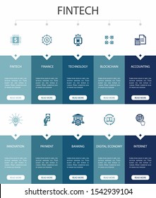 fintech Infographic 10 option UI design.finance, technology, blockchain, innovation simple icons