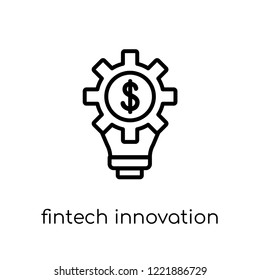 fintech innovation icon. Trendy modern flat linear vector fintech innovation icon on white background from thin line general collection, editable outline stroke vector illustration