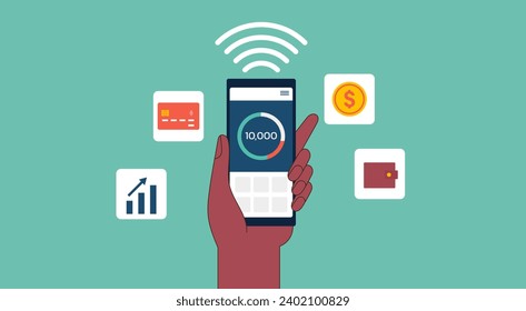Fintech Innovation, Transforming Transactions with Mobile Payment with Digital Banking App and Wallet, Flat Vector Illustration Design