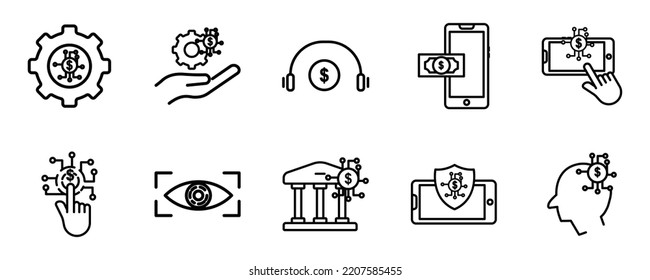 Fintech line icon illustration set. Simple design editable. Design vector