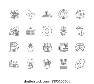 Fintech line icons, signs, vector set, outline illustration concept 