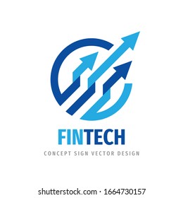 Fintech logo template design. Abstract business finance sign. Arrows trend creative symbol. Exchange market growth graphic. Infographic icon. Vector illistration. 