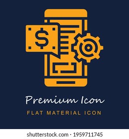 Fintech premium material ui ux isolated vector icon in navy blue and orange colors
