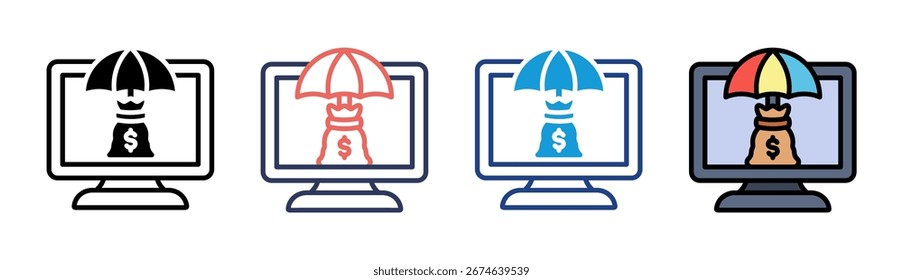 Fintech Protection-Symbol - Sammlung mehrerer Stile festlegen