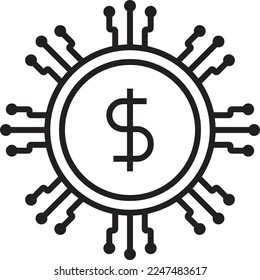 Fintech Fintech startup icon with black outline style