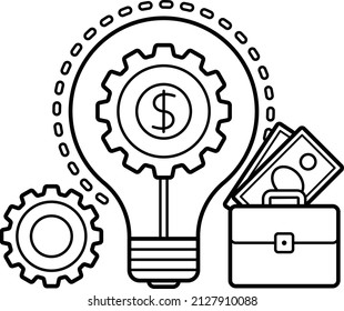 Fintech Startup Idea Concept, Vector Icon Design, Money Management Symbol, Leverage Or Debt Sign, Capital Markets And Investments Stock Illustration