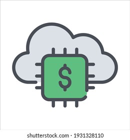 fintech technology color outline icon, business and finance icon.