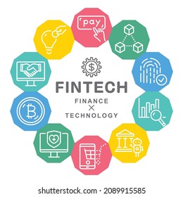 FINTECH vector icon card. financial technology.