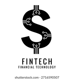 Fintech-Vektorsymbol mit Dollarzeichen auf weißem Hintergrund