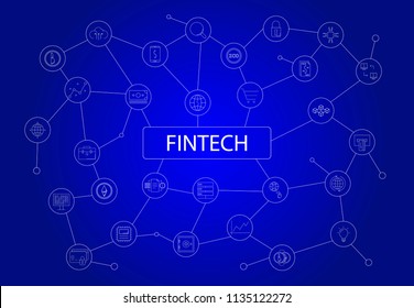 Fintech word with icons