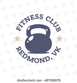 fintess club logotype with kettlebell in the middle. Modern professional gym logotype.