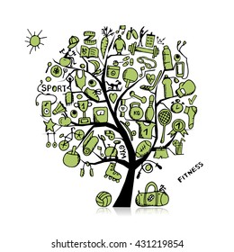 Fintess tree concept, sketch for your design