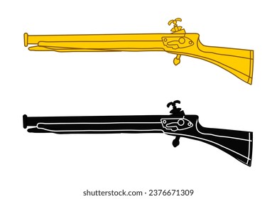 Fintlock gun icon. Musket vector ilustration.