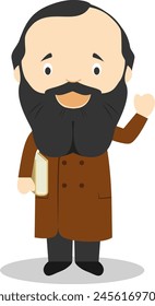 Fiodor Dostoievsky personaje de dibujos animados. Ilustración vectorial. Colección de Historia Infantil.