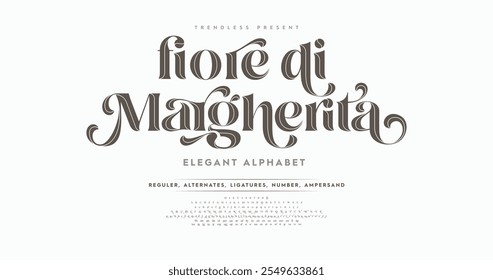 Fiore di Margherita: A refined inline serif font featuring uppercase letters and numbers. Perfect for fashion-forward projects with a vintage, elegant touch.