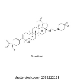 Fipravirimat flat skeletal molecular structure Maturation Inhibitor antiviral drug used in HIV treatment. Vector illustration scientific diagram.