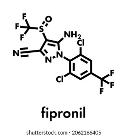 Fipronil insecticide molecule. Skeletal formula.