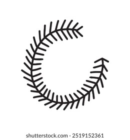 
Fir branch in doodle style, simple. Vector, isolated, on a white background