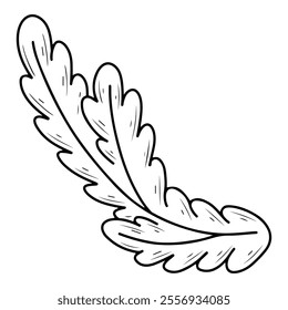 Fir branch hand drawn doodle. Merry Christmas symbol. Spruce, pine. Holiday plant. Event celebration. Winter nature. Thorny tree. Floral decoration. Vector line art botanical illustration.