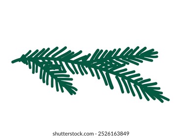 Fir branch hand drawn illustration. Winter greenery. Evergreen plant illustration.
Christmas tree twig vector graphic. 