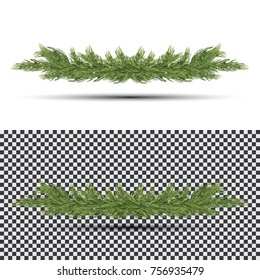 Fir Branch Isolated on White Background. Christmas Tree. Holiday Decorations with Spruce Tree. Vector Illustration.