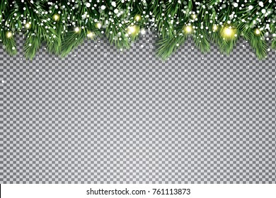 Fir Branch with Neon Lights and Snowflakes on Transparent Background. Vector illustration. - Powered by Shutterstock - Get 15% off with code: PIKWIZARD15