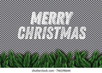 Frische Verzweigung auf transparentem Hintergrund. Frohe Weihnachten. Vektorgrafik.