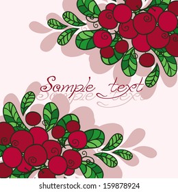 Fir branch with red berries. The basis for design of cards and other