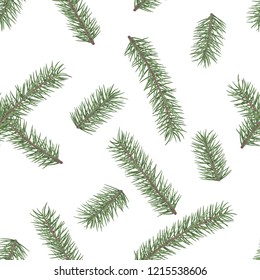 Fir branch seamless pattern. Winter holiday decor element. Vectro illustration